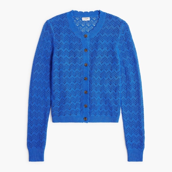 J. Crew Factory Sweaters - New JCREW Size L Pointelle Cardigan Sweater in Blue $98 CA415